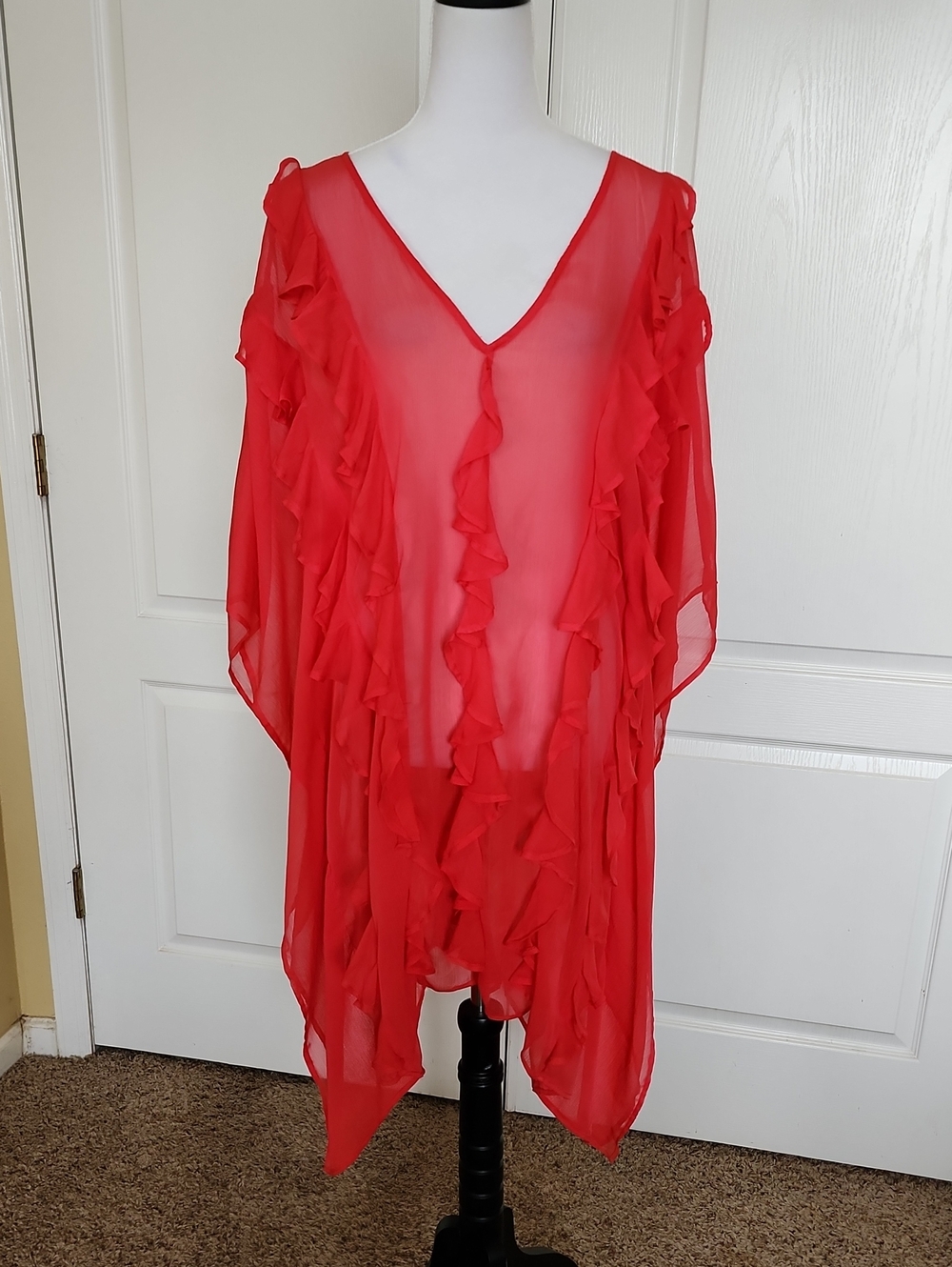 Mimi Flamingo Women's Red Ruffle Swim Cover-Up